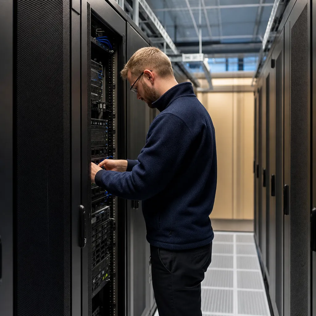 Serverrack i ett datacenter