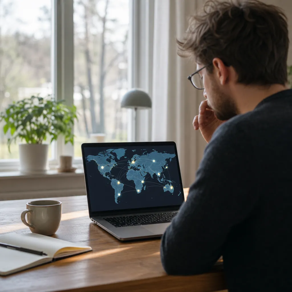 Världskarta med utspridda servernoder som symboliserar ett content delivery network